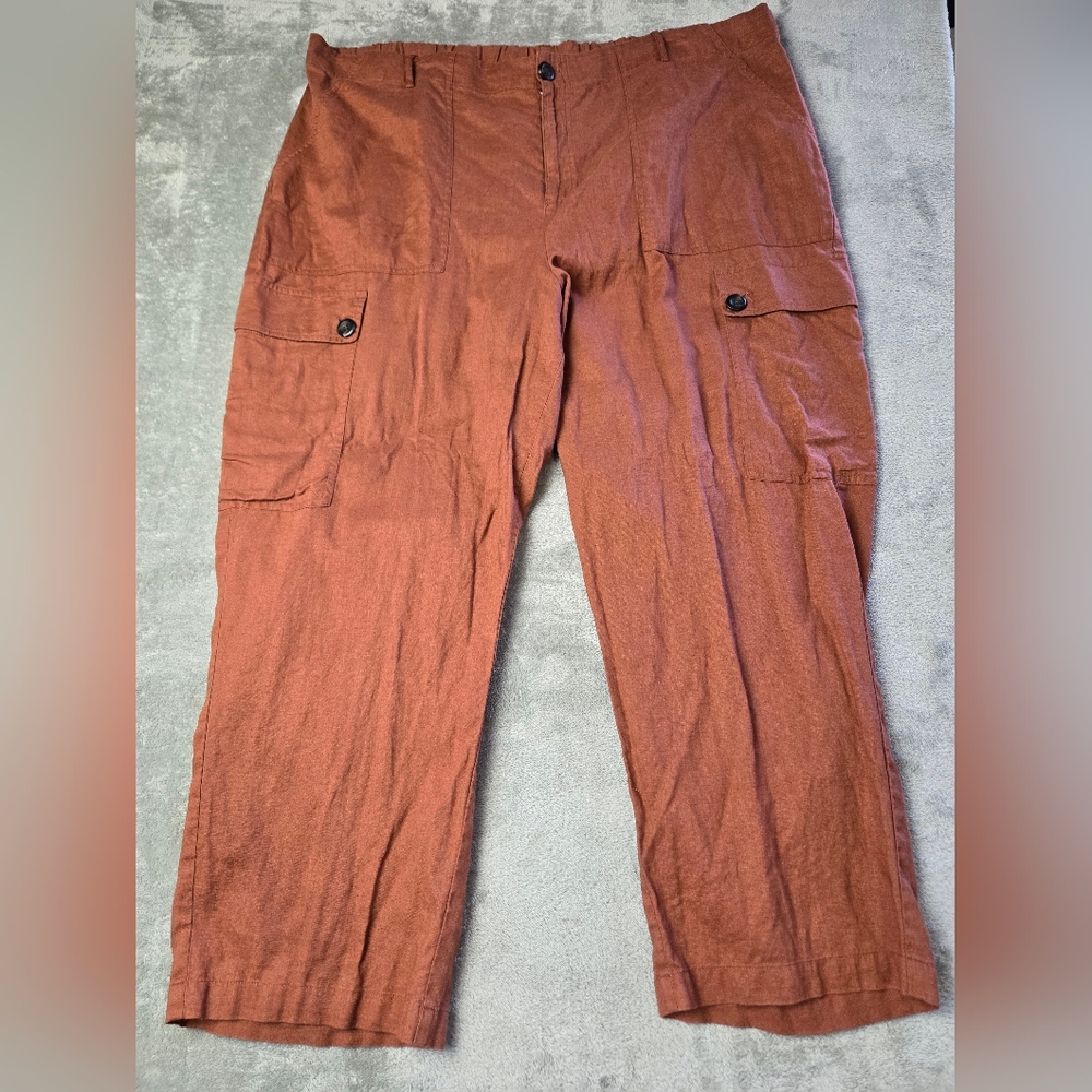 Ava & Viv Womens Rust/Brown Cargo Capri Pants Size 2X Utility Pants.